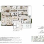 Piscina interna com espreguiçadeiras elegantes.