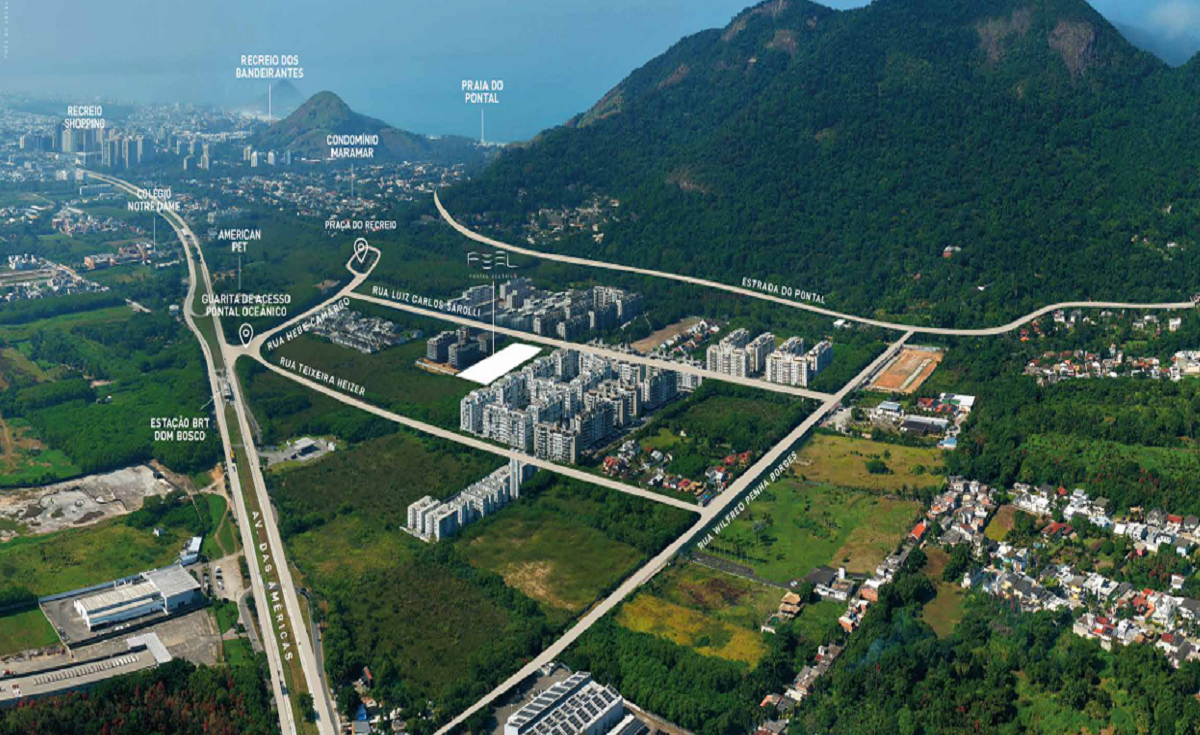 • Vista por drone Bairro Pontal Oceânico- Investimento imobiliário no Recreio